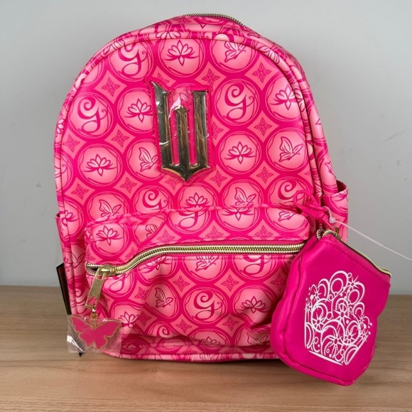 Wicked Handbags - Universal Wicked Glinda Mini Backpack Pink Monogram Butterfly Charm Coin Purse